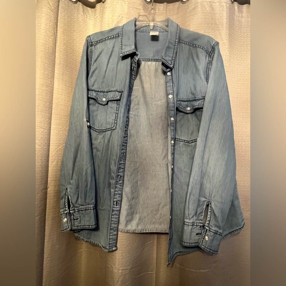 Chambray Denim Button-Up Shirt